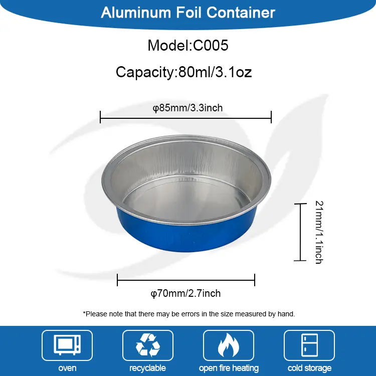 गोलो केक बेकिंग स्मिंग स्मिंगेल एल्युमिनियम पन्नी कन्टेनरहरू