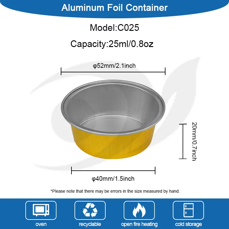 गोल मिठाई बेकिंग कप स्वैमिनल एलिमिनियम पन्नी कन्टेनरहरू