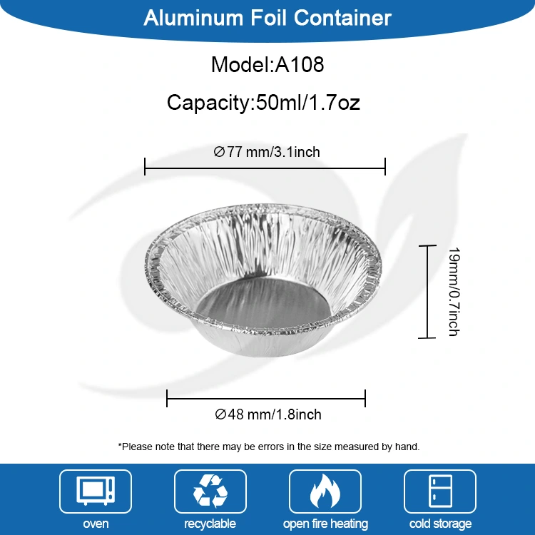 राउन्ड अण्डा टर्ट टर्ट चाँदी एल्युमिनियम पन्नी खाद्य खाना कन्टेनर