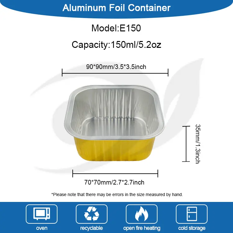 वर्ग बेकिंग स्मैरीनल एल्युमिनियम पन्नी कन्टेनरहरू