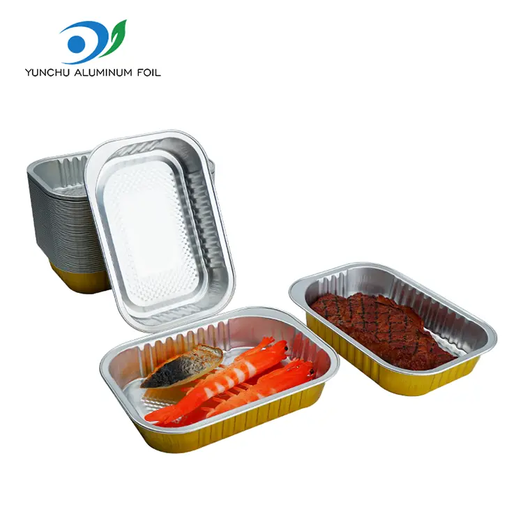 वर्ग टेकवेले गोल्डन एल्युमिनियम पन्नी कन्टेनरहरू वर्ग टेकवेले गोल्डन एल्युमिनियम पन्नी कन्टेनरहरू